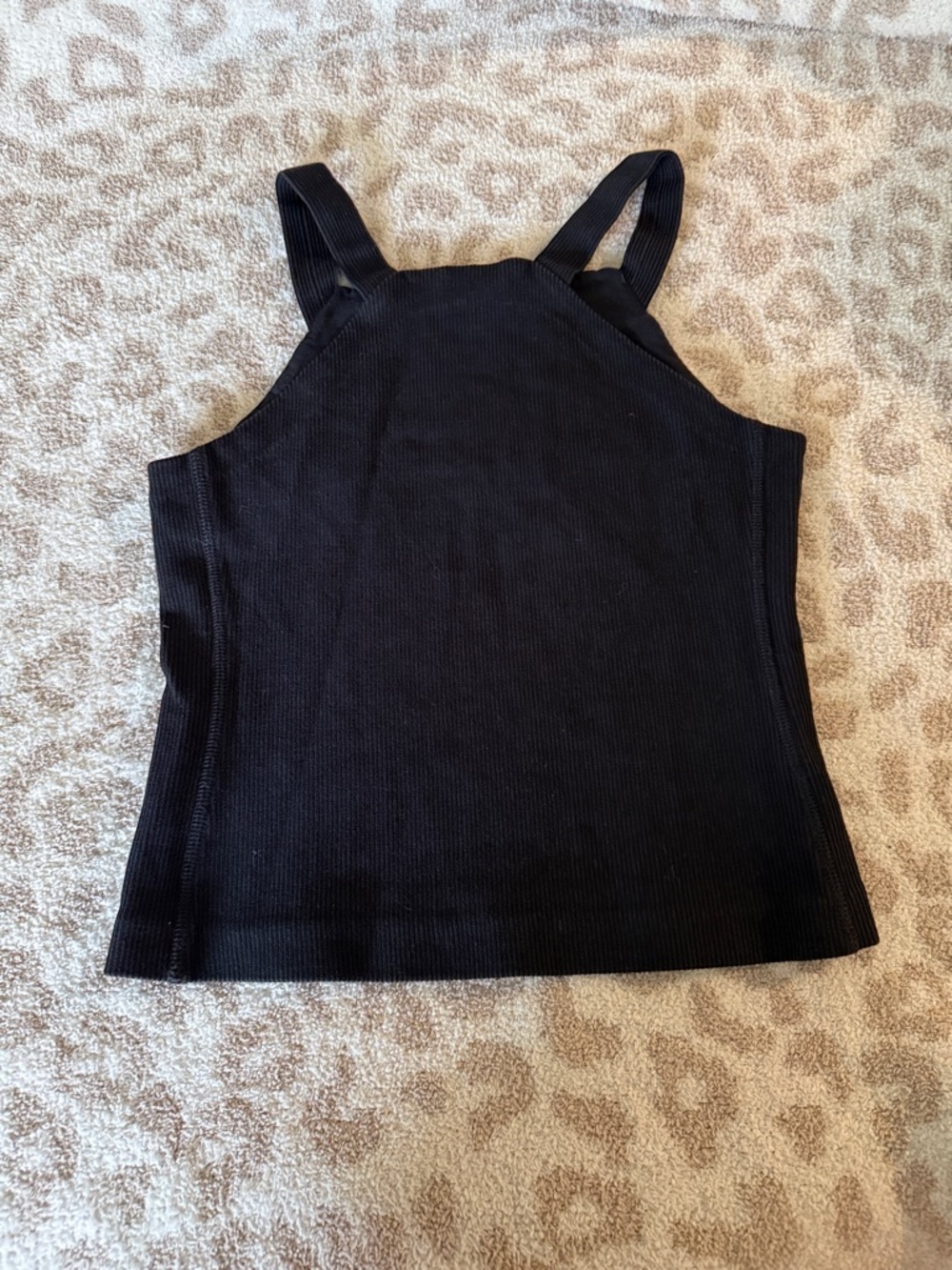 Club Monaco Black Ribbed Square Neck Tank